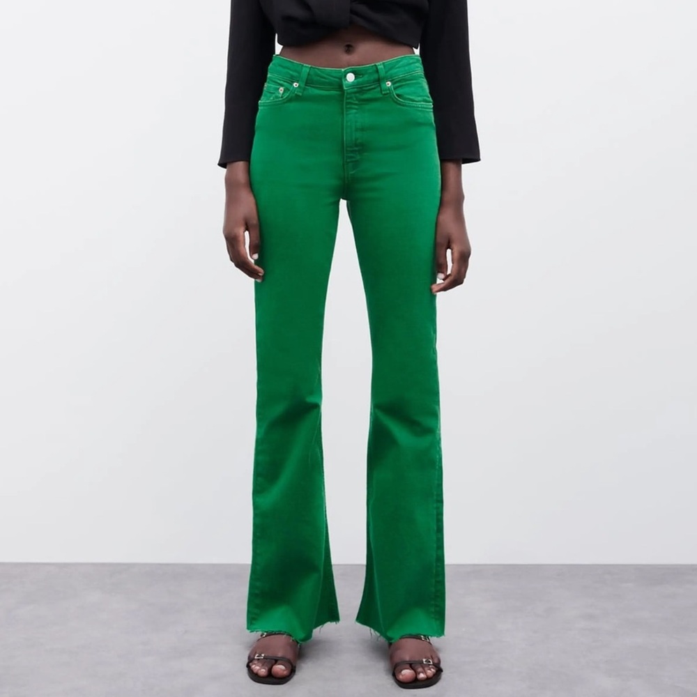 Zara Green Flare Jeans